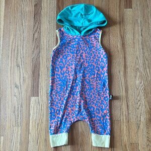 RAGS Blue and Pink Leopard Print Romper with Hood